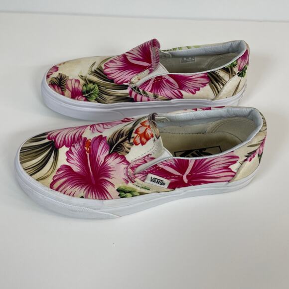 Vans Off the Wall Hibiscus Floral Print Slip On Shoes Women Size 5 Men Size 3.5 - Picture 3 of 14